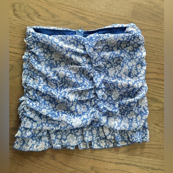 NWOT Zara draped Blue White floral print skirt women’s size Small - Picture 6 of 8